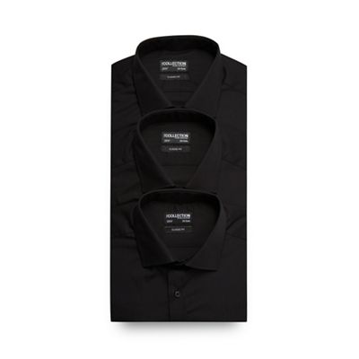 The Collection Big and tall pack of three black long sleeve formal shirts
